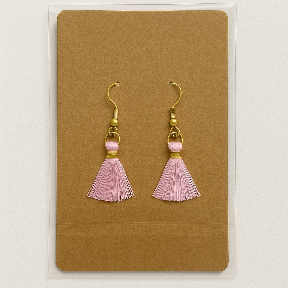 A359-K โข Handmade Hypoallergenic Gold Tassel Earrings - Picture 1 of 5